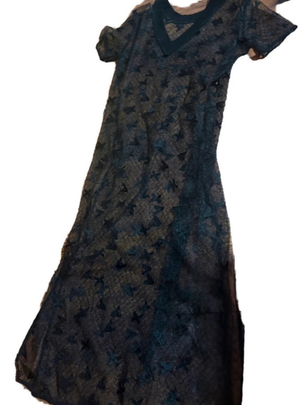Armani Exchange Black Lace V-Neck Maxi Dress
